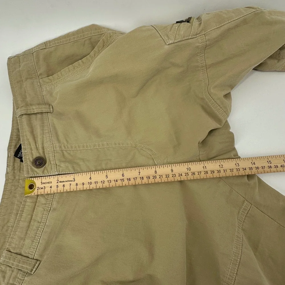 Kuhl Mens Khaki Tan Vintage Patina Dye Cargo Hiking Shorts Size 34 Cotton Nylon